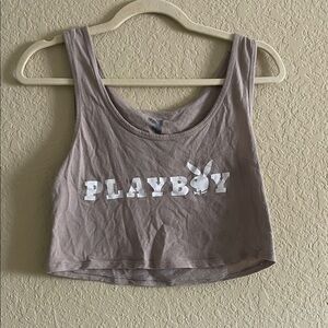 Playboy Taupe Crop Top